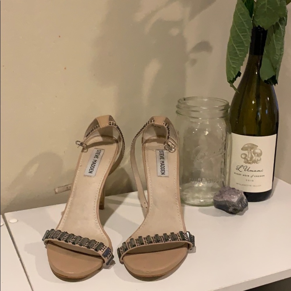 Steve Madden Nude Jeweled Heels